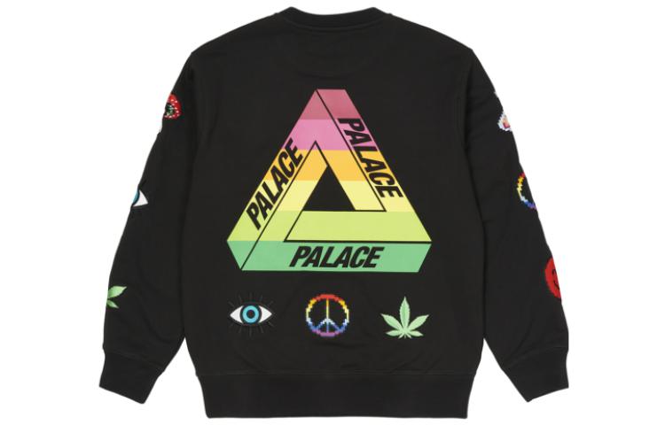Order PALACE SS22 Mixed Media Bitmap Crewneck Hitam Logo Besar Sweatshirt. P22CS206