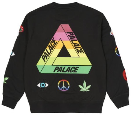 PALACE SS22 Mixed Media Bitmap Crewneck Hitam Logo Besar Sweatshirt. P22CS206 Order PALACE SS22 Mixed Media Bitmap Crewneck Hitam Logo Besar Sweatshirt. P22CS206