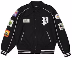 PALACE SS22 Patches Black Cotton Bomber Jacket for Men with Logo Details. P22JK155 PALACE SS22 Patches Black Cotton Bomber Jacket for Men with Logo Details. P22JK155