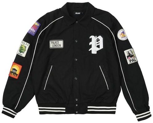 PALACE SS22 男士黑色棉质徽章刺绣标志飞行夹克外套. P22JK155 Buy PALACE SS22 男士黑色棉质徽章刺绣标志飞行夹克外套. P22JK155
