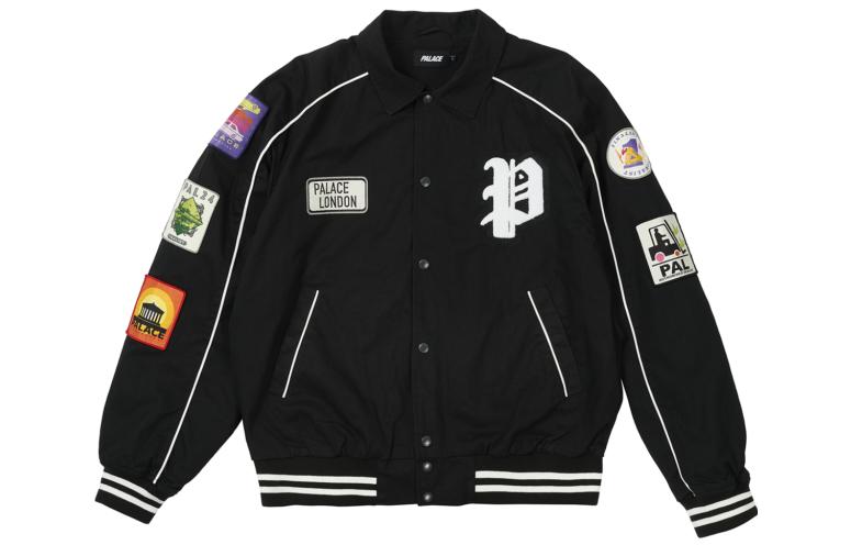 Order PALACE SS22 男士黑色棉质徽章刺绣标志飞行夹克外套. P22JK155