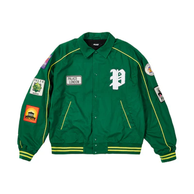 PALACE SS22 Patches Cotton Bomber Jacket Kelly Green Unisex Long Sleeve Coat. P22JK212