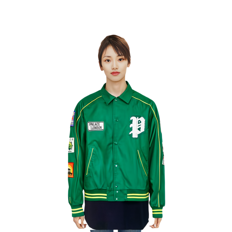 Shop PALACE SS22 补丁纯棉飞行夹克 绿色男女长袖外套 P22JK212
