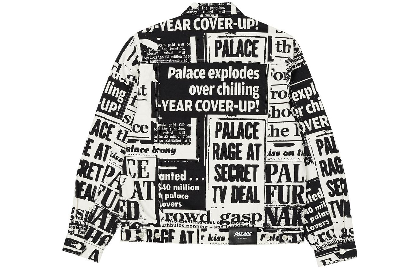 Lookbook PALACE SS22 黑色字母印花牛仔外套 男女同款潮流外套. P23SHT002