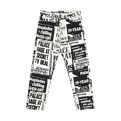 PALACE SS22 Tabloid Printed Straight Denim Jeans Black Men’s Letter Pattern. P23T013