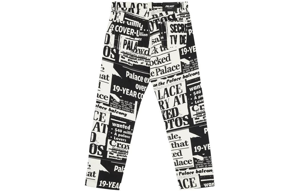 Lookbook PALACE SS22 Pantalones Vaqueros Rectos Estampados Tabloide Negro Hombre. P23T013