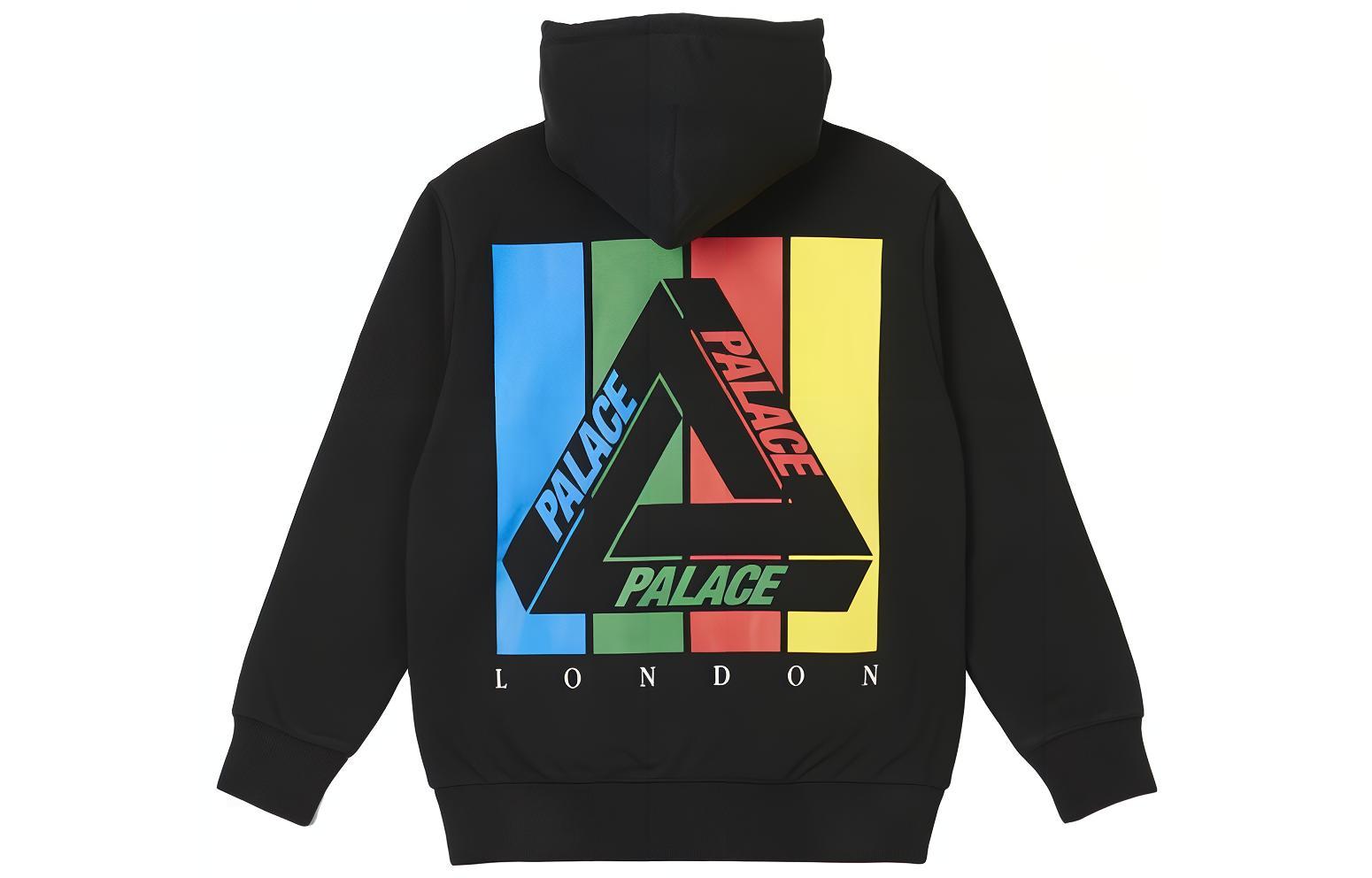 Palace SS22 Tri-Emb Hood Black Rainbow Stripe Logo Hoodie Black P22HD103