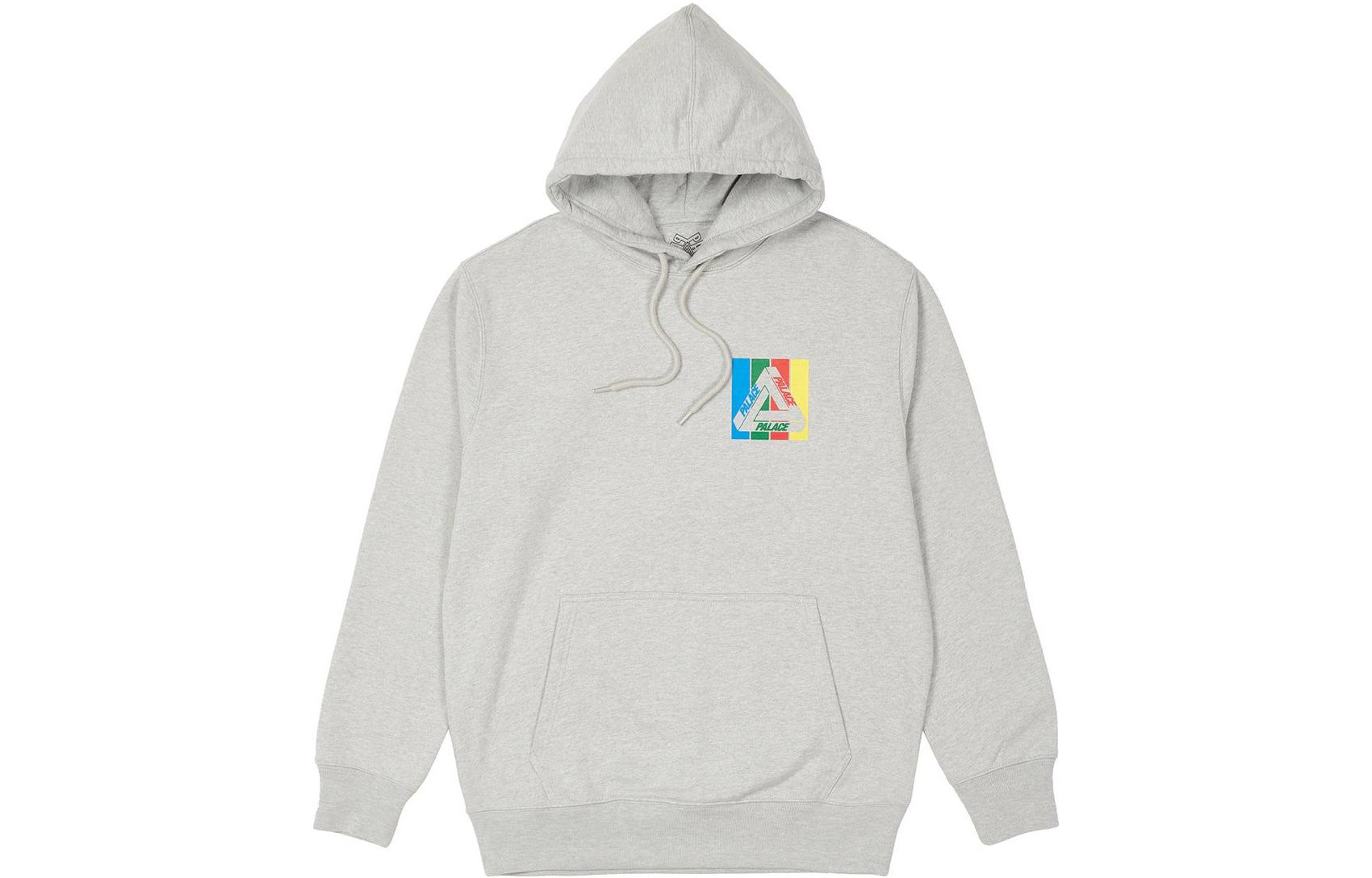 Palace SS22 Tri-Emb Hoodie Grey Marl Triangle Graphic Pullover Unisex Grey P22HD106