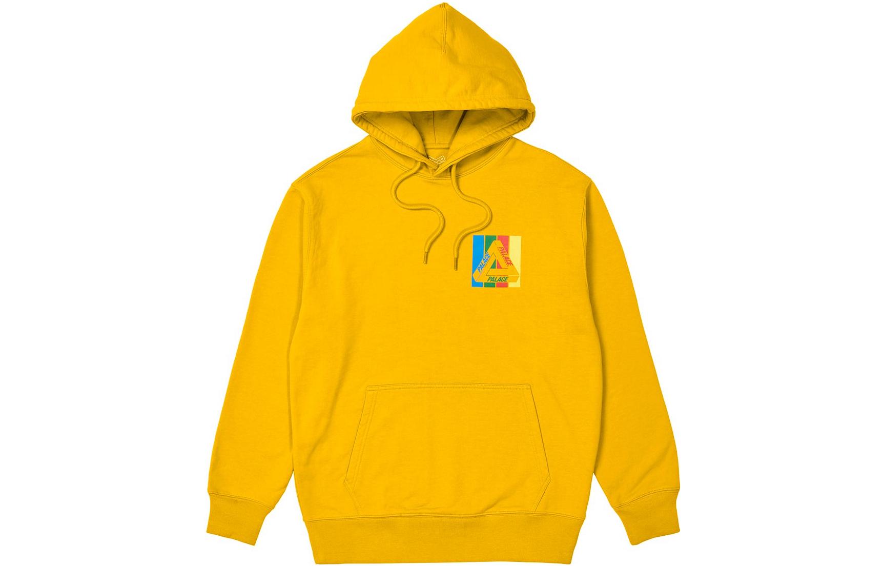 Palace SS22 Tri-Emb Logo Yellow Hoodie Unisex Triangle Graphic Pullover P22HD102
