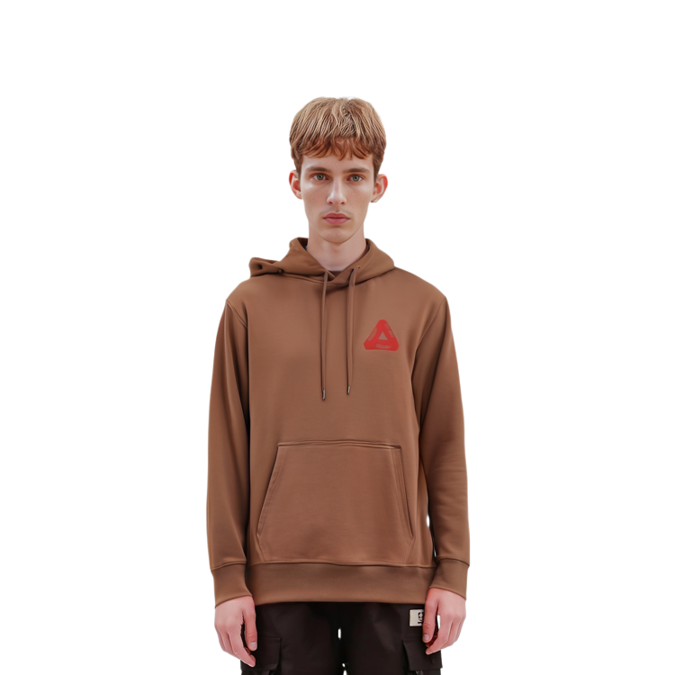 Shop Palace SS22 Tri-Mesh Hoodie Tan Logo Unisex Pullover Sweatshirt Brown P21CS147