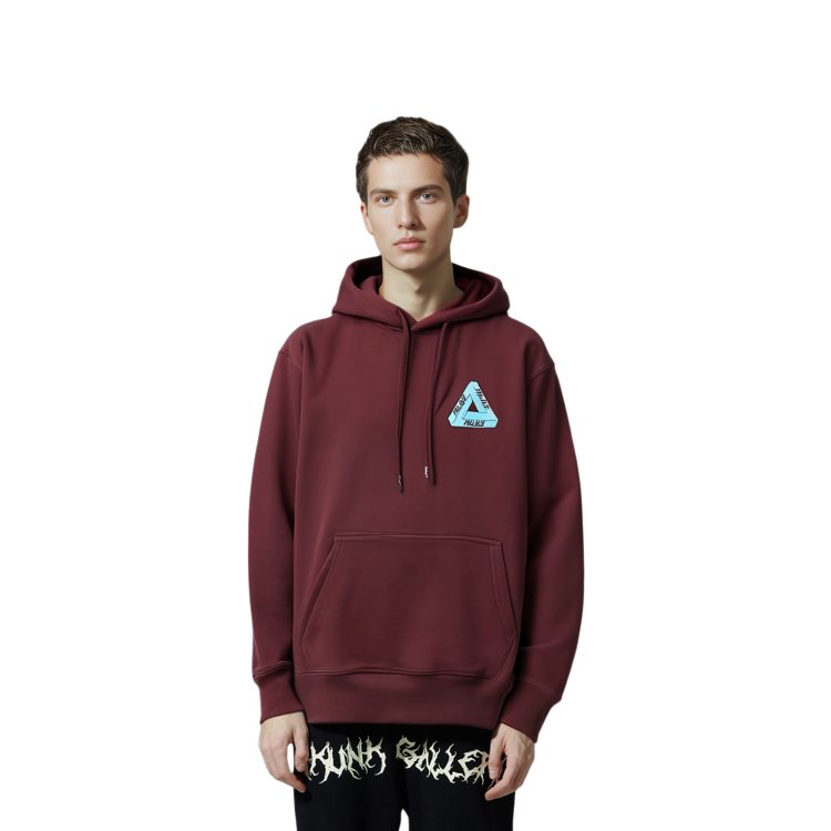 Shop Palace SS22 Tri-Mesh Logo Print Hoodie Unisex Maroon PLA-SS22-269
