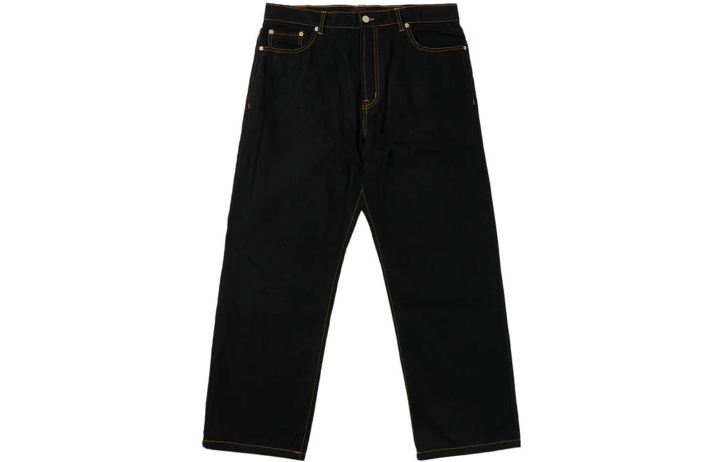 PALACE SS23 Baggier Jean Black Straight-Leg Denim Pants Unisex Embroidered. P24T008