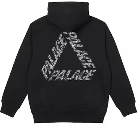 PALACE SS23 Hoodie Logo Kulit Ular Hitam Uniseks - Potongan Santai. P22CS174 Lookbook PALACE SS23 Hoodie Logo Kulit Ular Hitam Uniseks - Potongan Santai. P22CS174