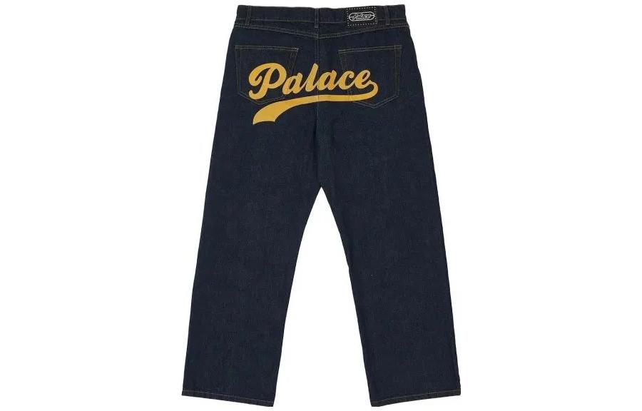Lookbook PALACE SS23 鏈條字體牛仔褲靛藍黑色標誌印花丹寧長褲 P24T004
