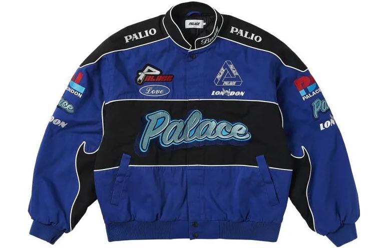 PALACE SS23 Fast Cotton Jacket 'Blue' Logo Print Varsity Racing Jacket - Unisex. P24JK029