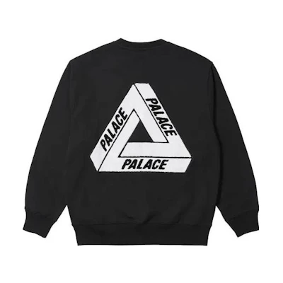 PALACE SS23 Fleece TRI-FERG Crewneck Sweatshirt Black Unisex P24CS054