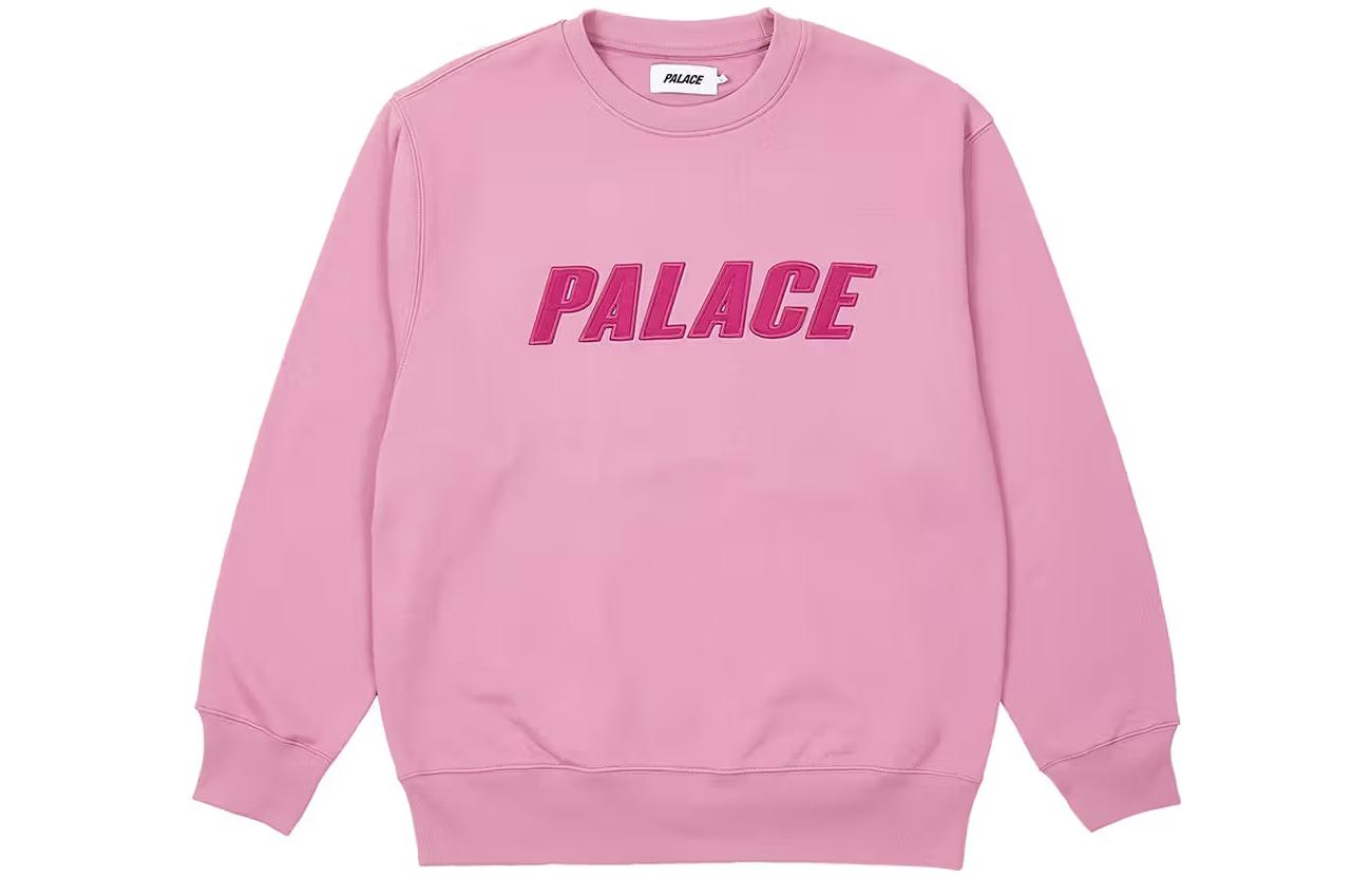 PALACE SS23 Iridescent Applique Crew Ultra Mauve Pink Logo Pullover Unisex Sweater P24CS055