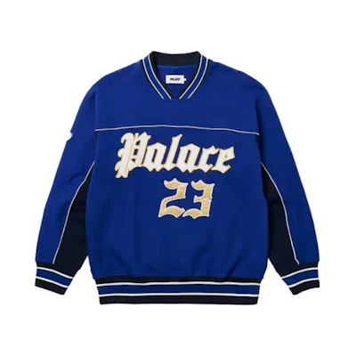 PALACE SS23 Logo Embroidered Loose Pullover Sweatshirt Navy Unisex. P24CS084
