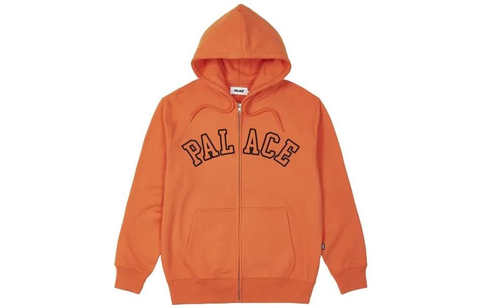 Palace SS23 Spring Logo Print Zip Pullover Hoodie Unisex Orange PLC23019