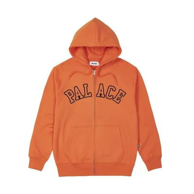 Palace SS23 Spring Logo Print Zip Pullover Hoodie Unisex Orange PLC23019