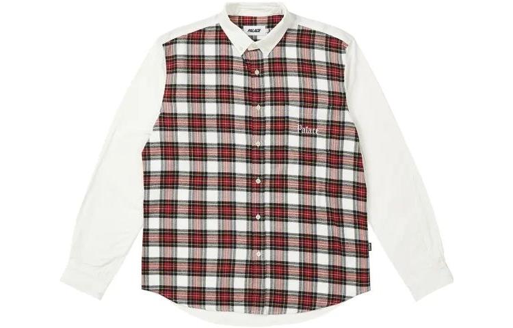 PALACE SS23 Spring Plaid Contrast Collar Long Sleeve Shirt Off-White Unisex PLC23006