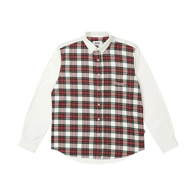 PALACE SS23 Spring Plaid Contrast Collar Long Sleeve Shirt Off-White Unisex PLC23006