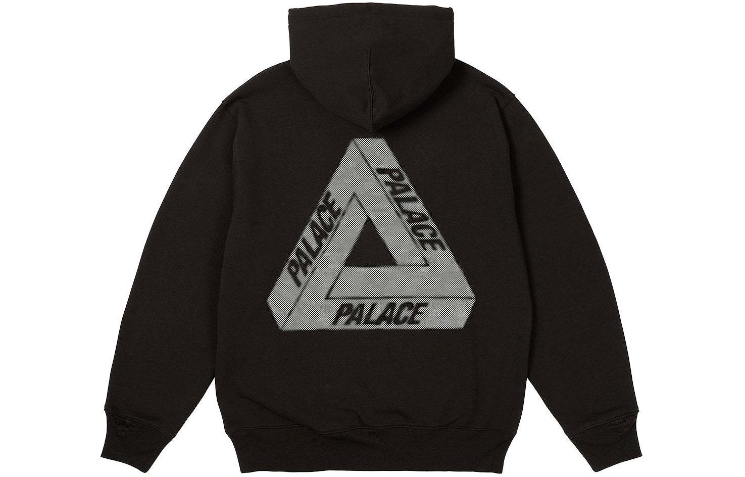PALACE SS24 Bit Grippy Tri-Ferg Hoodie Black男女 Kangaroo Pocket Long Sleeve. P26CS056