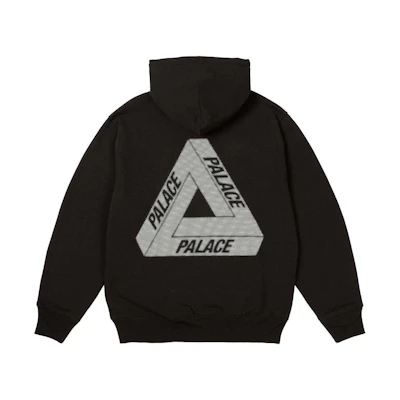 PALACE SS24 Bit Grippy Tri-Ferg Hoodie Black男女 Kangaroo Pocket Long Sleeve. P26CS056