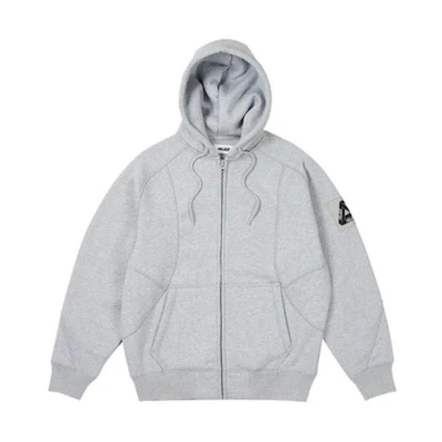 Palace SS24 Bonded Sherpa Zip Hoodie Grey Marl Unisex Casual Zip-Up Hoodie Grey P26CS016