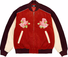 Order Palace SS24 貓眼刺繡飛行外套 男女同款 紅色花卉拉鍊夾克 P26JK055