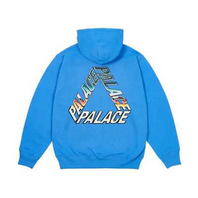 PALACE SS24 Chrome P3 Logo Print Pullover Hoodie Blue Unisex P26CS105
