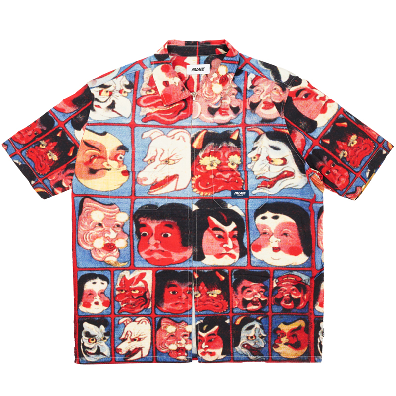 PALACE SS24 D-Man Masks Printed Red Short Sleeve Shirt Unisex. P26SHT031