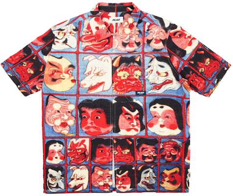 팔라스 SS24 D-Man 마스크 프린트 레드 반팔 셔츠 유니섹스. P26SHT031 Buy 팔라스 SS24 D-Man 마스크 프린트 레드 반팔 셔츠 유니섹스. P26SHT031