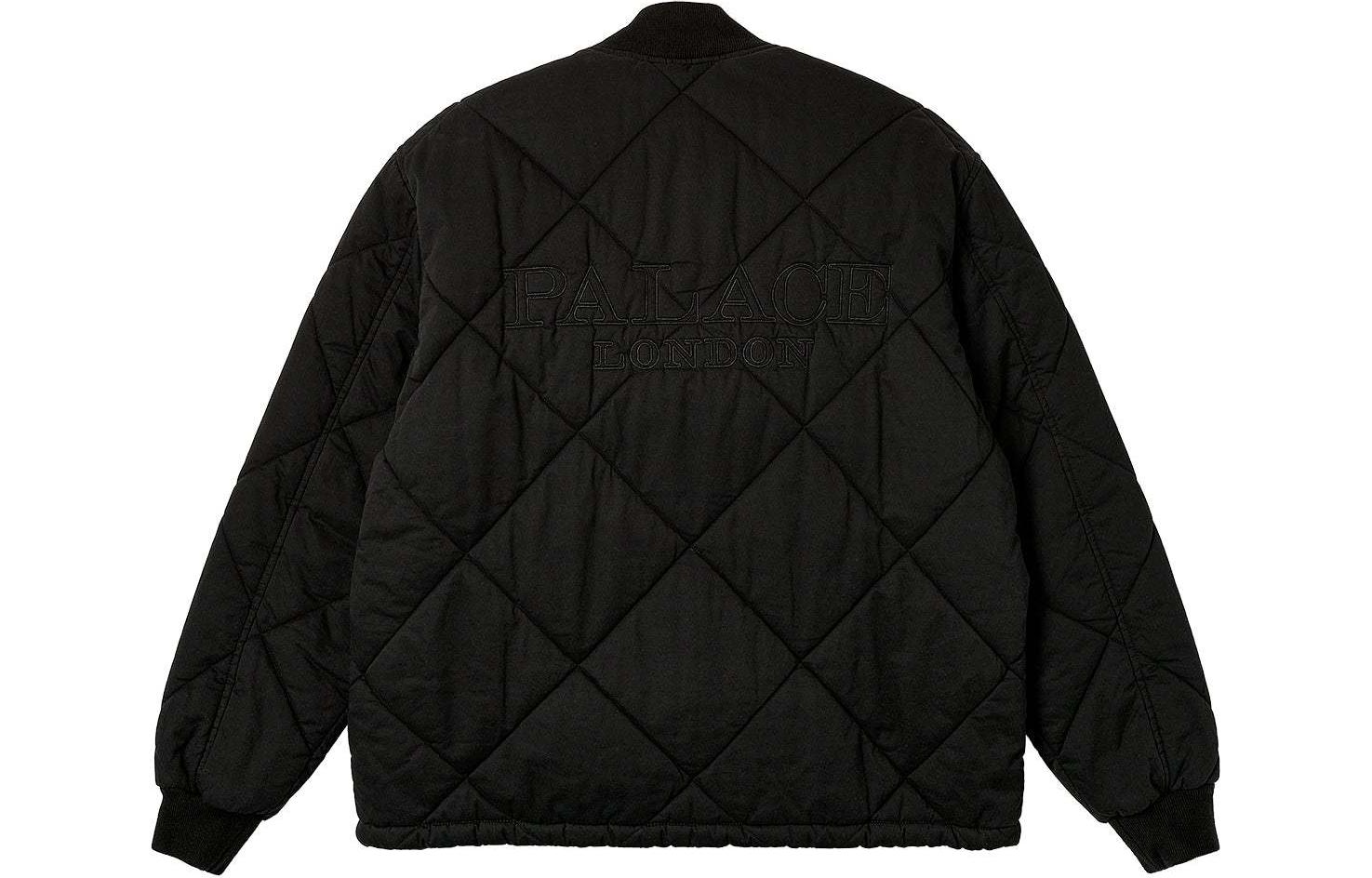 Palace SS24 D-Quilt Bomber Black Unisex Zip-Up Jacket with Stand Collar P26JK039