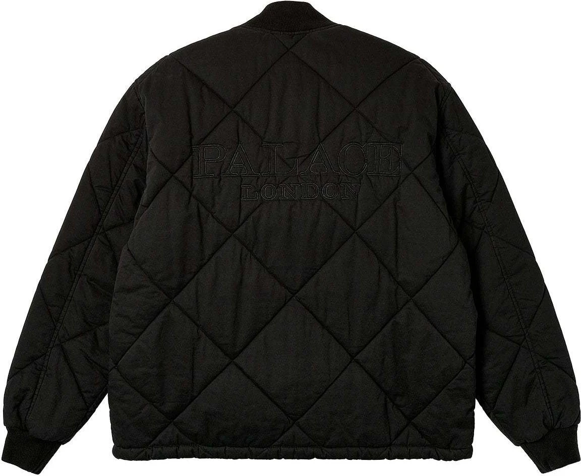 palace-ss-24-d-quilt-bomber-black-unisex-zip-up-jacket-with-stand-collar-p26-jk-039