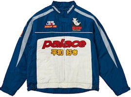 PALACE SS24 Faster Jacket Blue White Unisex Zip-Up with Letter Print Casual Style P26JK049 PALACE SS24 Faster Jacket Blue White Unisex Zip-Up with Letter Print Casual Style P26JK049