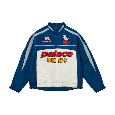 PALACE SS24 Faster Jacket Blue White Unisex Zip-Up with Letter Print Casual Style P26JK049