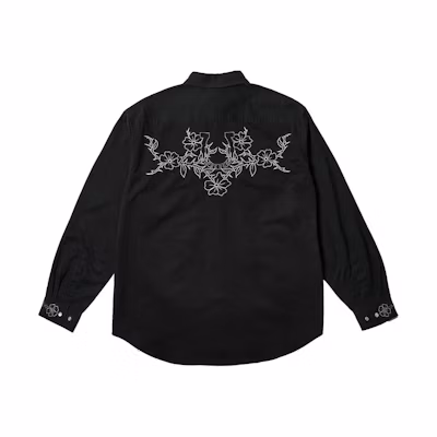 PALACE SS24 Flexus Black Embroidered Long Sleeve Shirt Unisex P26SHT016