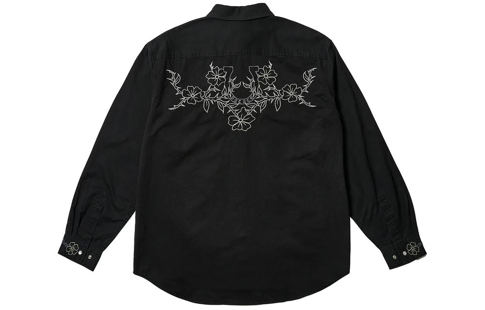 Order PALACE SS24 Flexus Camisa Manga Larga Negra Bordada Unisex P26SHT016