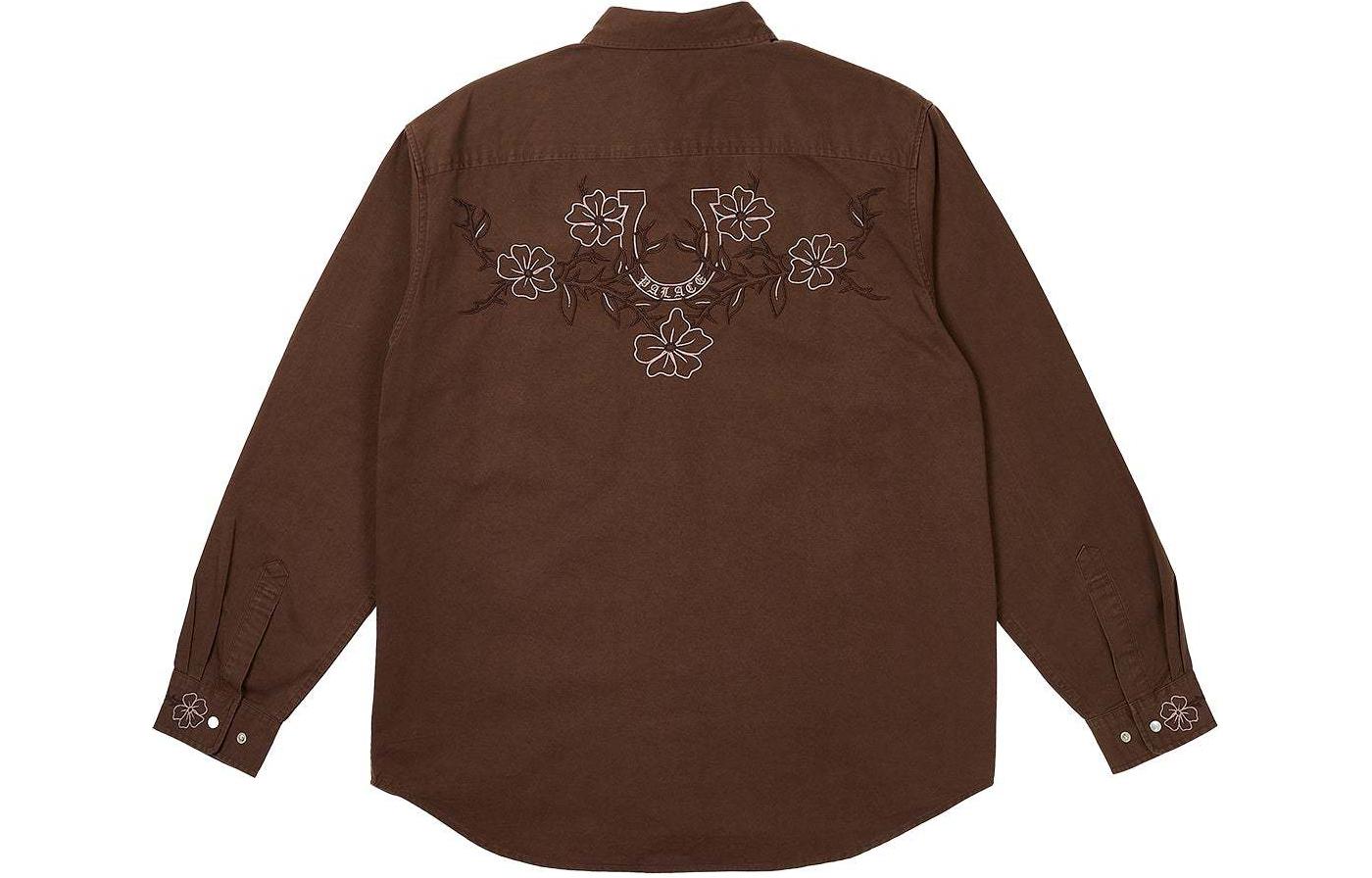 Lookbook PALACE SS24 Flexus Nice 棕色刺繡純棉長袖襯衫 男女同款 棕色 P26SHT007