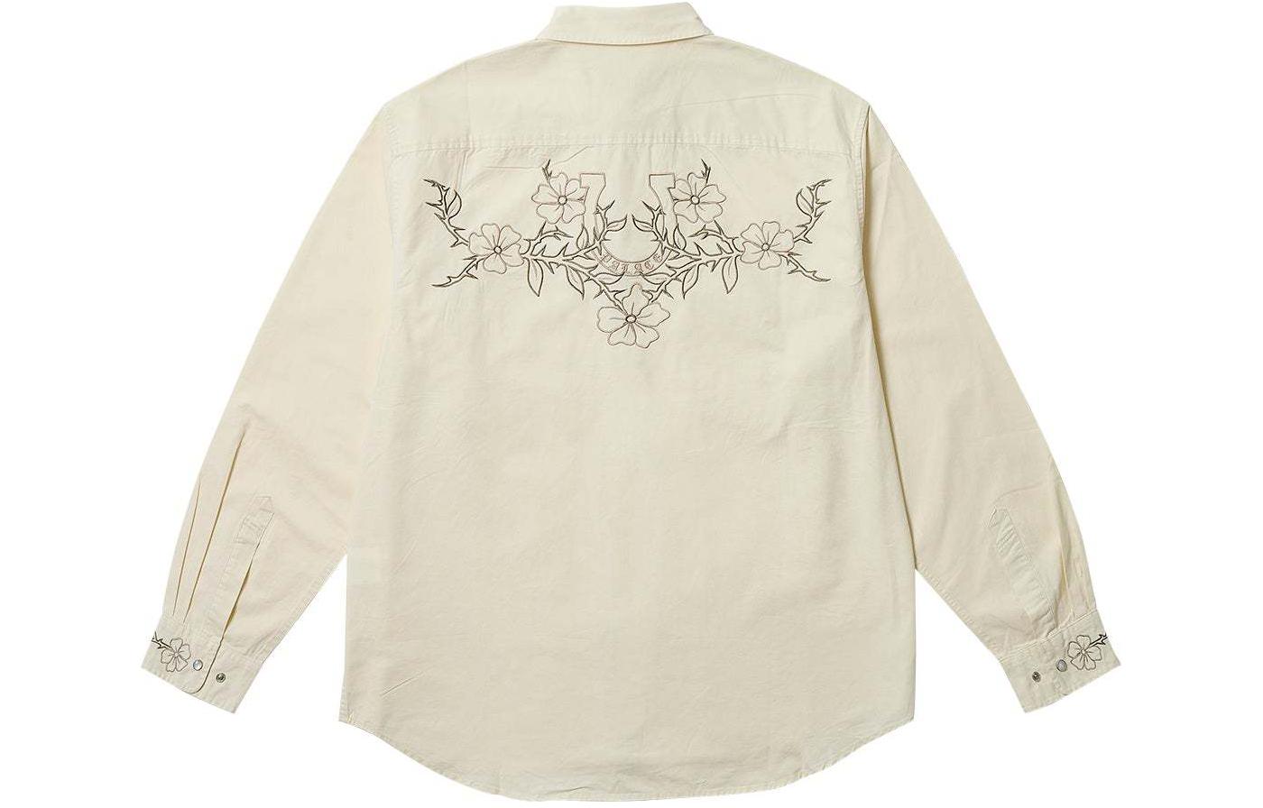 Lookbook PALACE SS24 Flexus 緞白刺繡純棉長袖襯衫 中性款式 米白色 P26SHT009