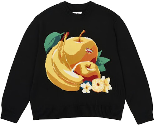 PALACE SS24 Fruit Life Knit Black Crewneck Sweater Unisex. P26KW004 Buy PALACE SS24 Fruit Life Knit Black Crewneck Sweater Unisex. P26KW004