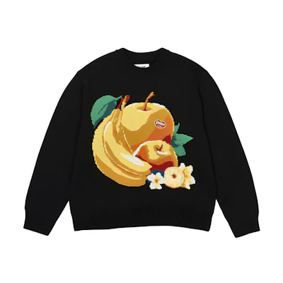 PALACE SS24 Fruit Life Knit Black Crewneck Sweater Unisex. P26KW004