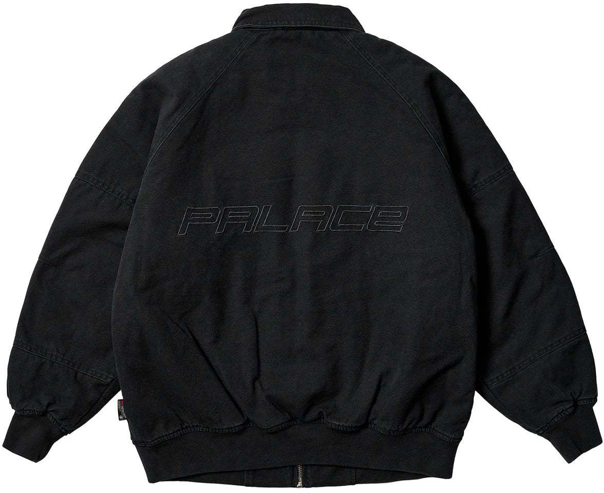 palace-ss-24-heavy-canvas-bomber-jacket-black-unisex-zip-up-flight-jacket-p26-jk-007
