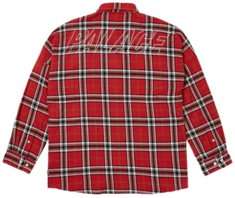 PALACE SS24 红色格子长袖衬衫 男女款 胸袋设计. P26SHT018 Order PALACE SS24 红色格子长袖衬衫 男女款 胸袋设计. P26SHT018