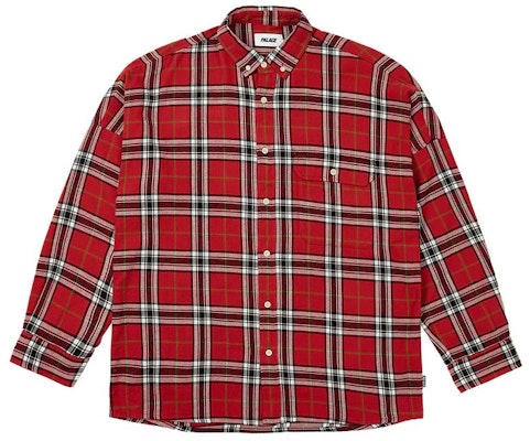 PALACE SS24 红色格子长袖衬衫 男女款 胸袋设计. P26SHT018 Lookbook PALACE SS24 红色格子长袖衬衫 男女款 胸袋设计. P26SHT018