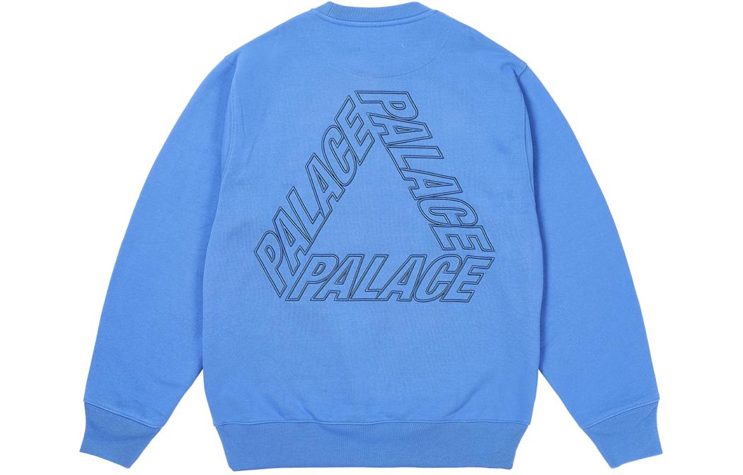 Palace SS24 Outline P-3 Blue Crewneck Sweatshirt with Back Logo Unisex P26CS043
