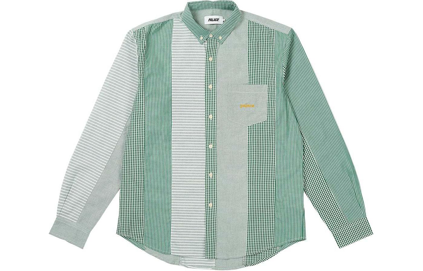 Order PALACE SS24 拼布條紋長袖襯衫 綠色 中性款 P26SHT015