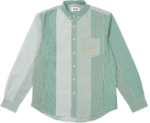 PALACE SS24 Patchwork Stripe Long Sleeve Shirt Green Unisex. P26SHT015 Order PALACE SS24 Patchwork Stripe Long Sleeve Shirt Green Unisex. P26SHT015