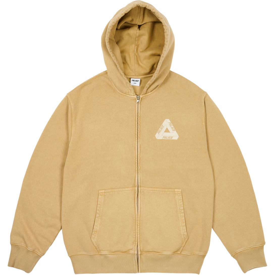 PALACE SS24 Pigment Wash Tri-Ferg Logo Zip Hoodie Unisex Light Brown. P26CS100